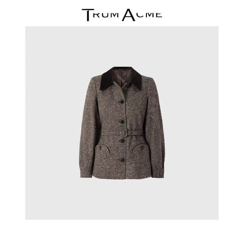 TrumAcme~2025秋季新款老钱风单排扣短外套腰带收腰修身显瘦女款