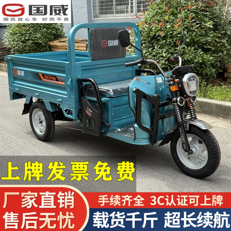 国威电动三轮车家用接送孩子新款载重王电动三轮车三轮电动车