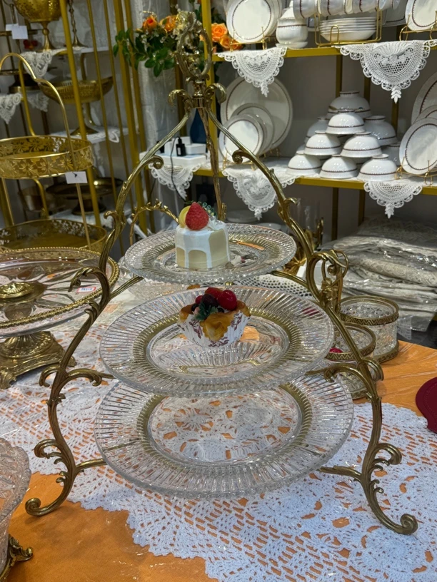 【新疆包邮】乌鲁木齐发货欧式三层果盘美式餐厅纯铜桌上摆件