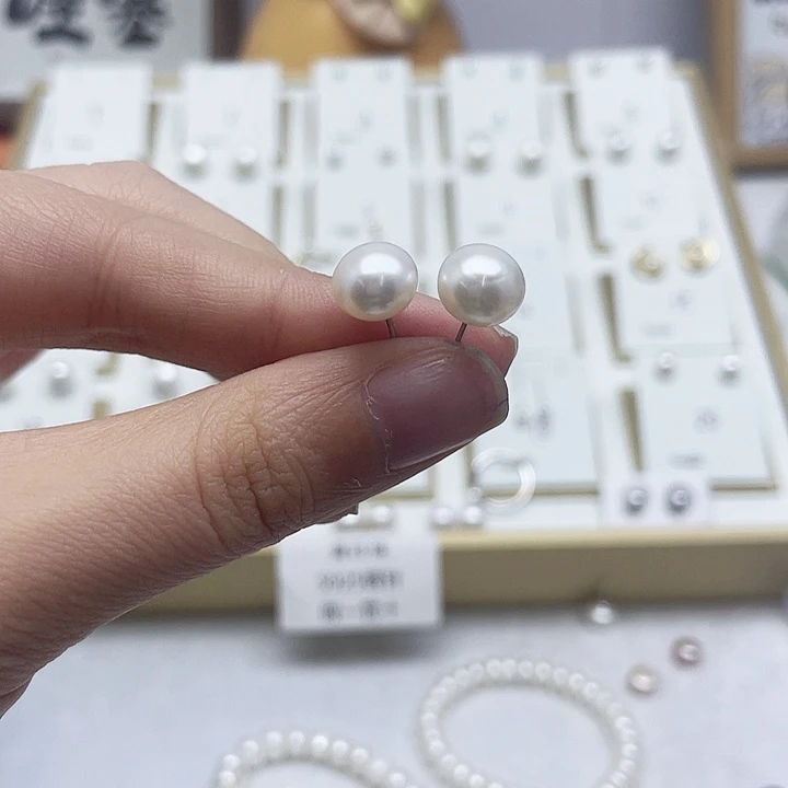 淡水珍珠耳饰银S925镶嵌?****?