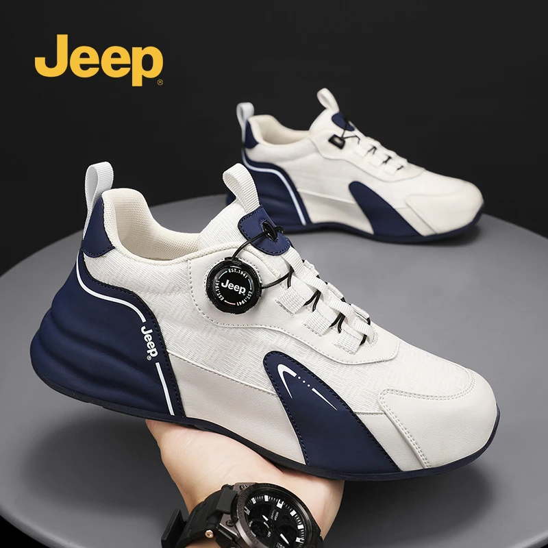 Jeep吉普男鞋2025秋季新款运动鞋免系带网面透气徒步开车休闲板鞋