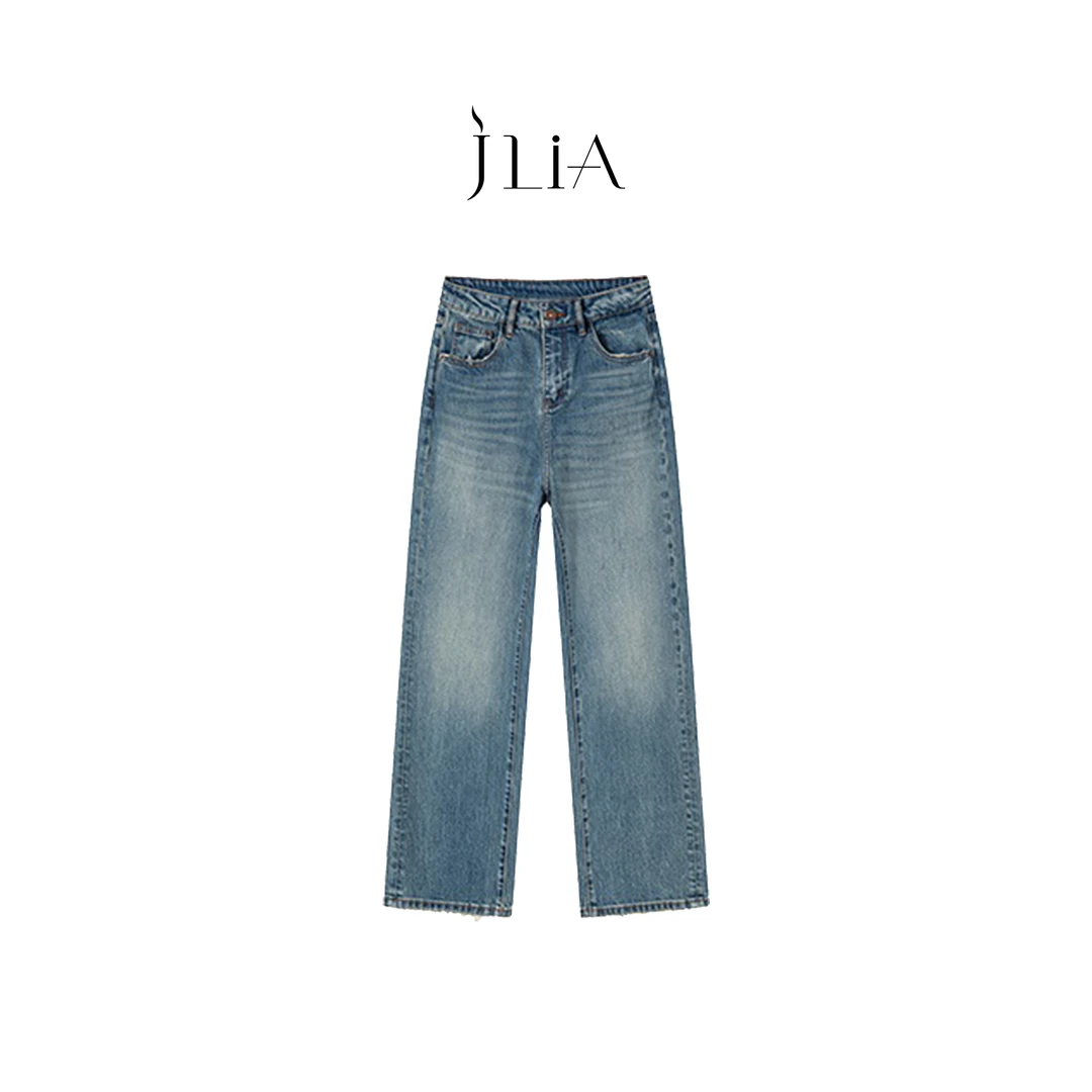 JLIA-D802 {杨！林}春夏新品”树皮皱“阔腿低弹牛仔裤
