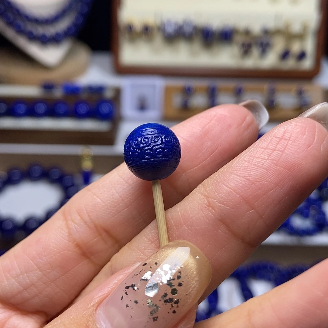 青金石未镶嵌老矿 精品个回纹珠