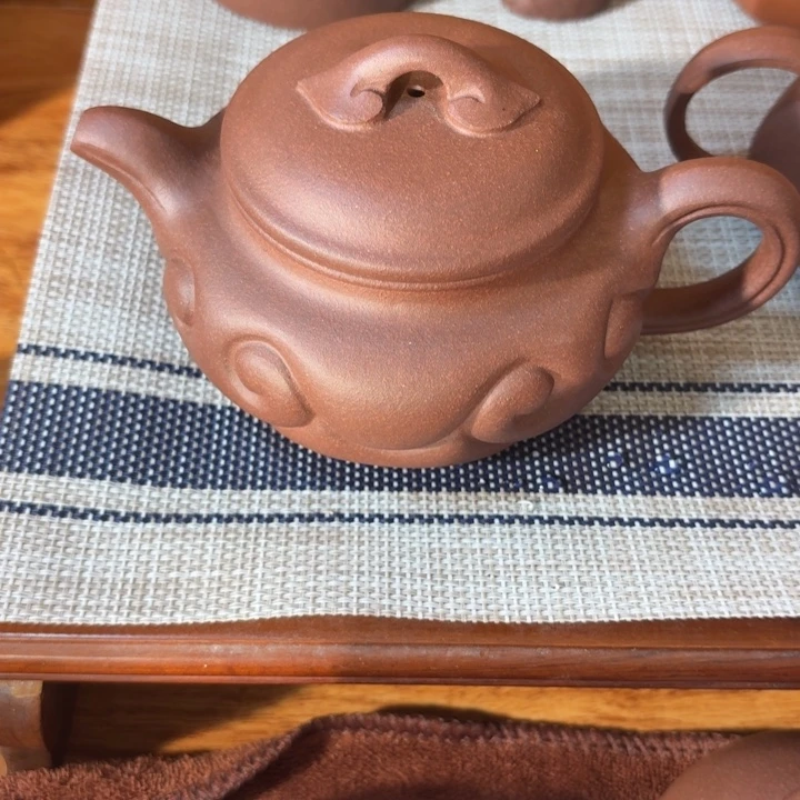 茶壶紫砂紫泥底槽青仿古如意300cc