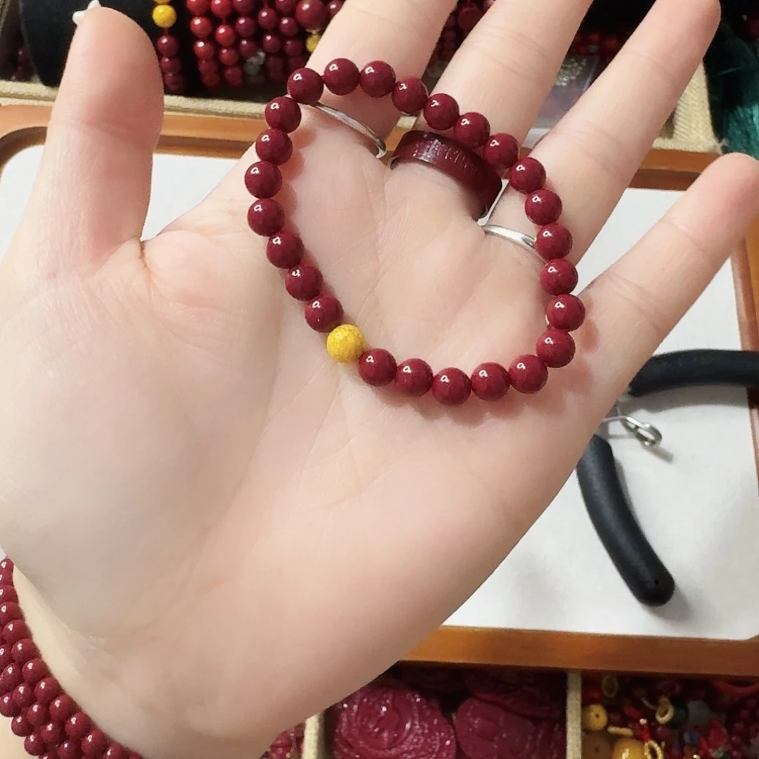 天然辰砂高含量紫金砂卡六雄黄手串