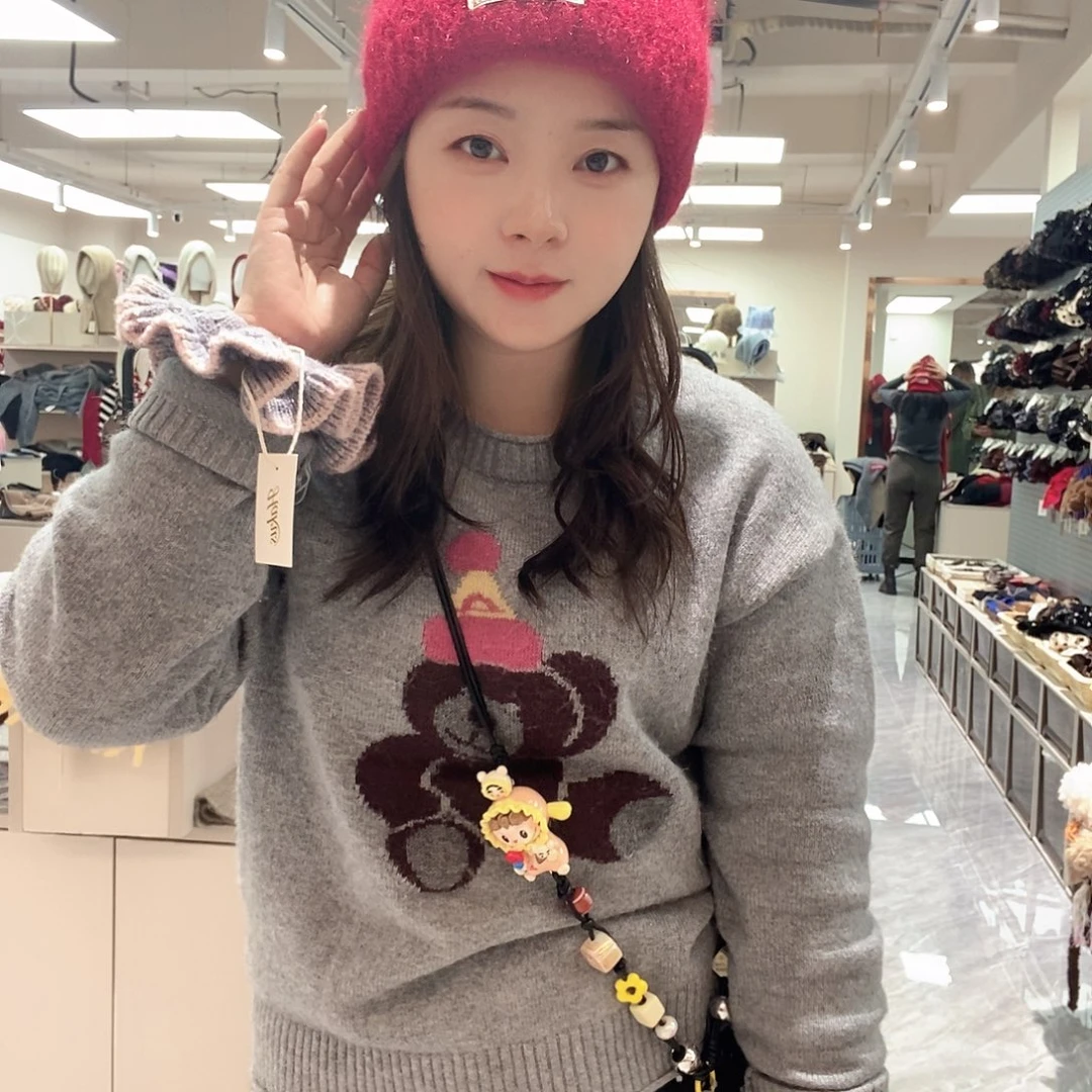 纯棉红色毛线熊耳朵