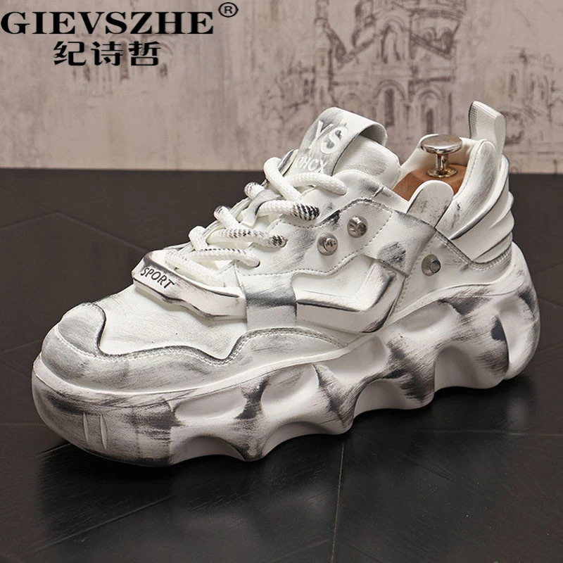 纪诗哲厚底增高老爹鞋男款爆款2025新款时尚舒适百搭复古运动鞋男