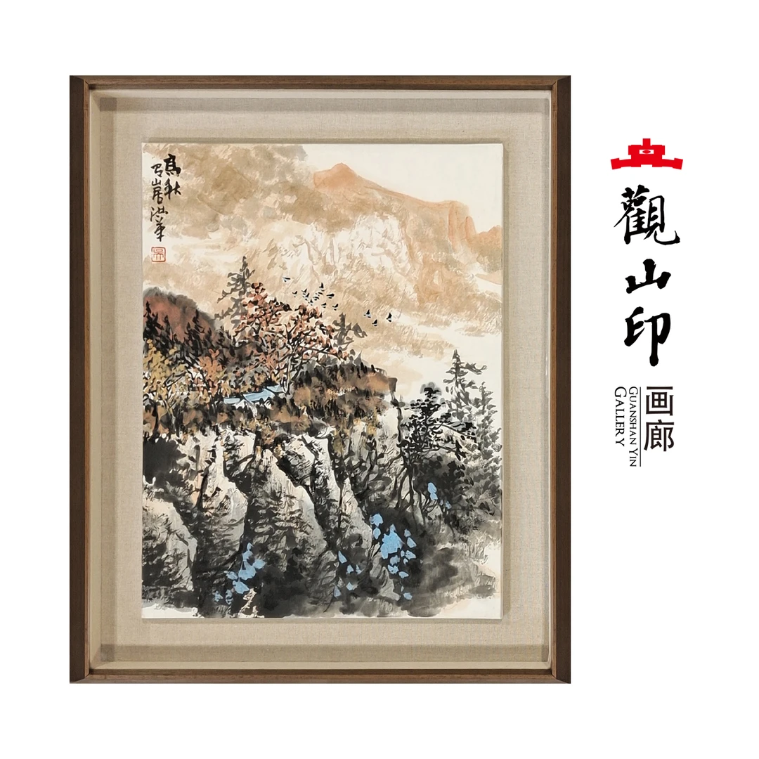 WHG原创手绘国画48x59cm宋氏中式春夏秋冬4连中堂沙发背景9203