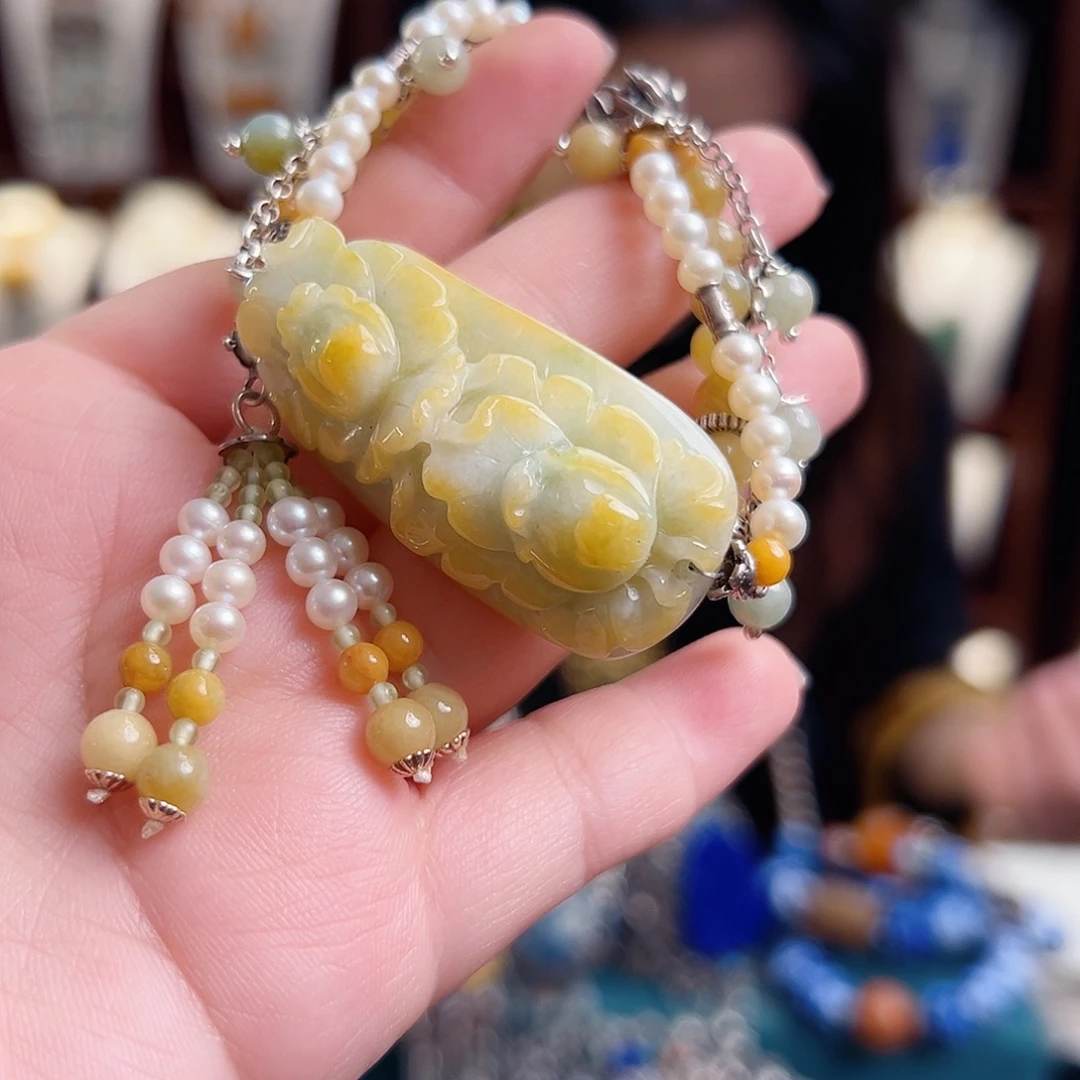 翡翠未镶嵌手链国风