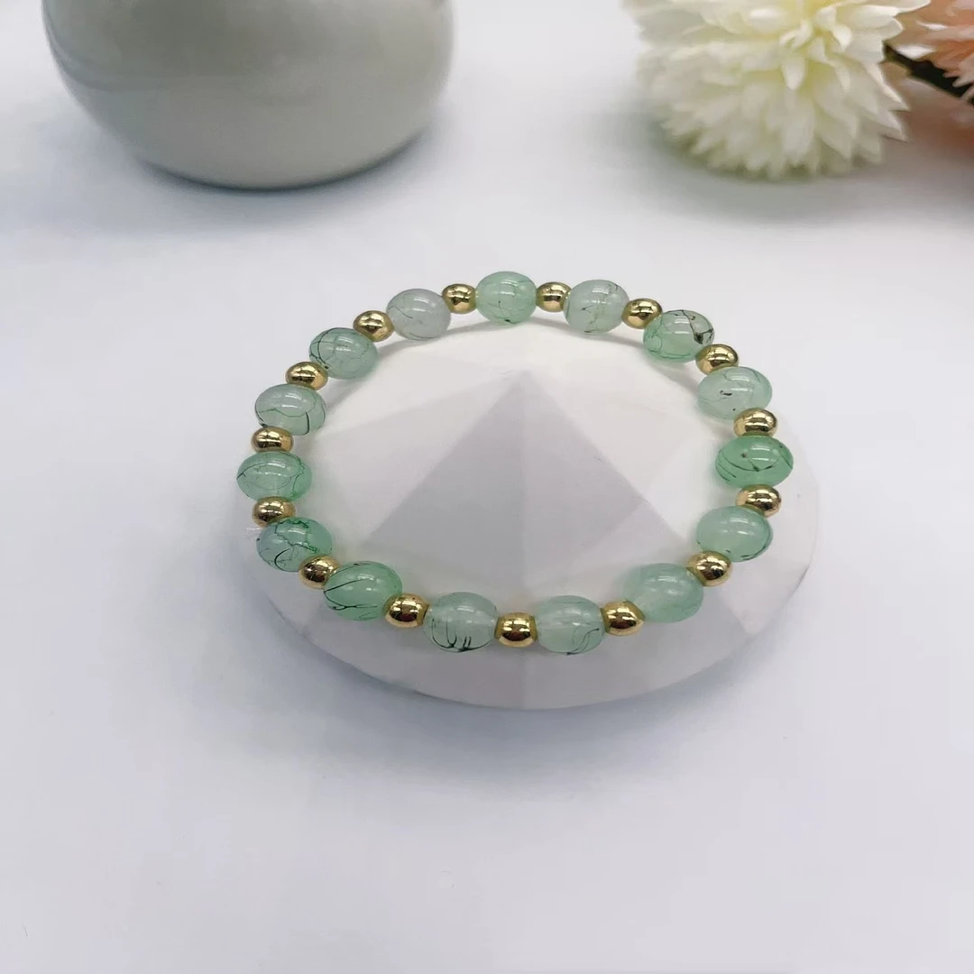 伲雅 潮流手链时尚饰品（C05）高端透绿经典款手串