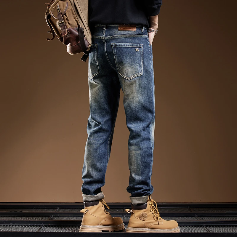 2025新款春季复古蓝高端牛仔裤男士百搭直筒裤春款长裤