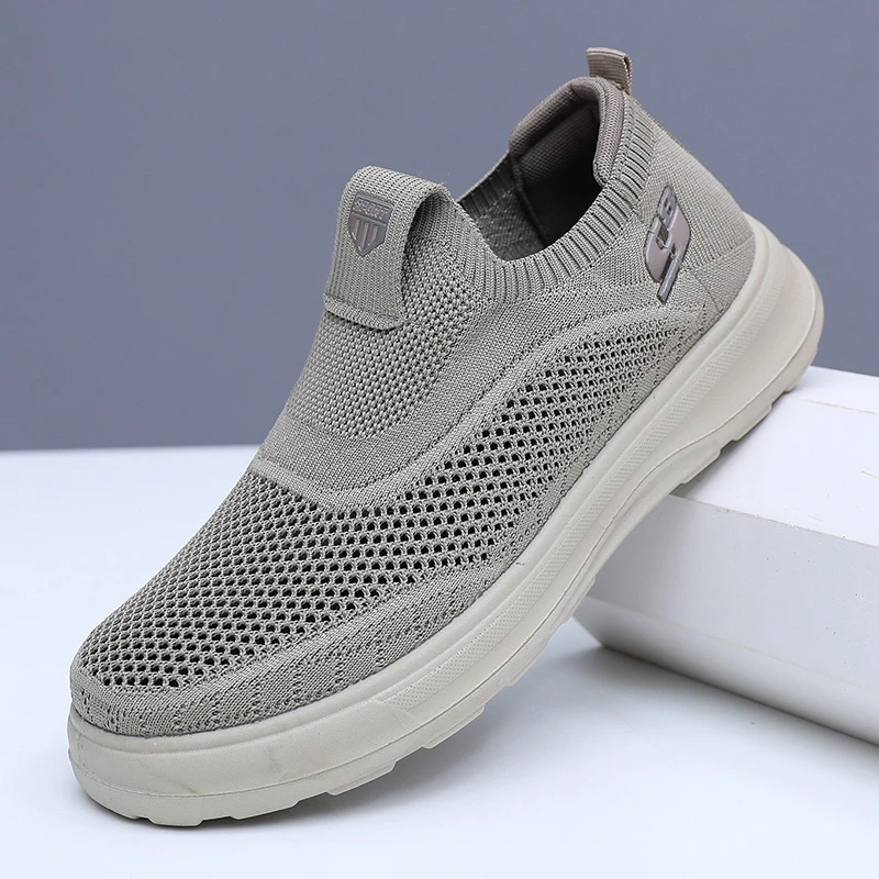2025夏季新款舒适透气老北京布鞋一脚蹬时尚百搭飞织健步鞋休闲鞋