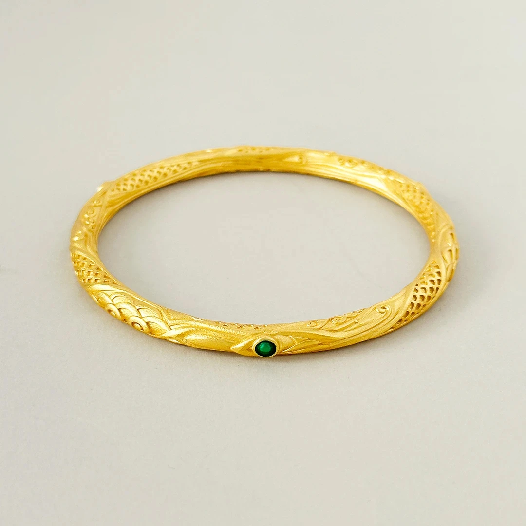 足银手镯 足银999哪吒同款乾坤圈手镯镂空珐琅彩新中式男女同款