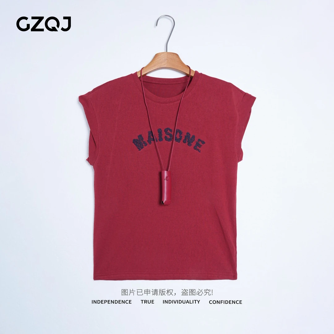 老琴私服【巴黎街区】欧若风百搭休闲圆领项链装饰无袖上衣女 6228