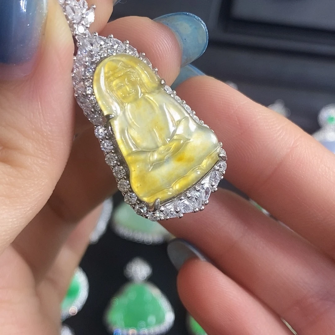 翡翠银S925镶嵌颈饰天然翡翠