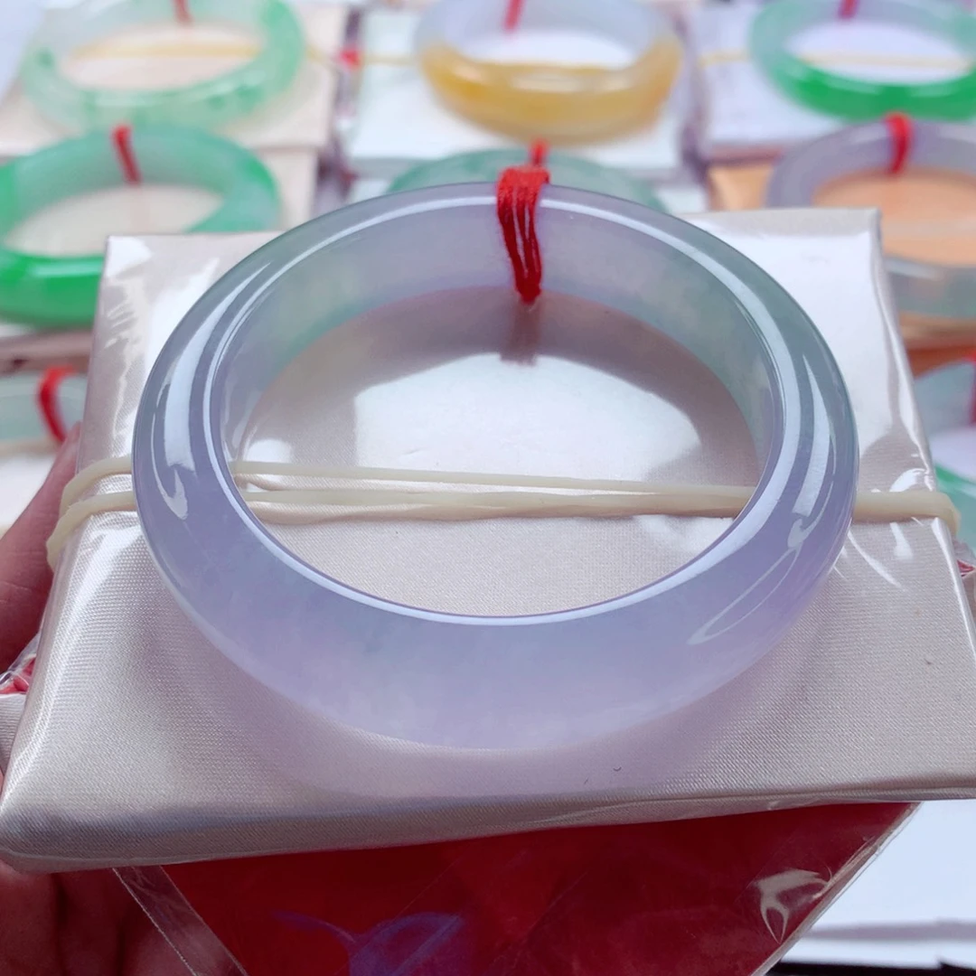 未镶嵌手镯翡翠53.2冰紫起光冰透见光不失色A