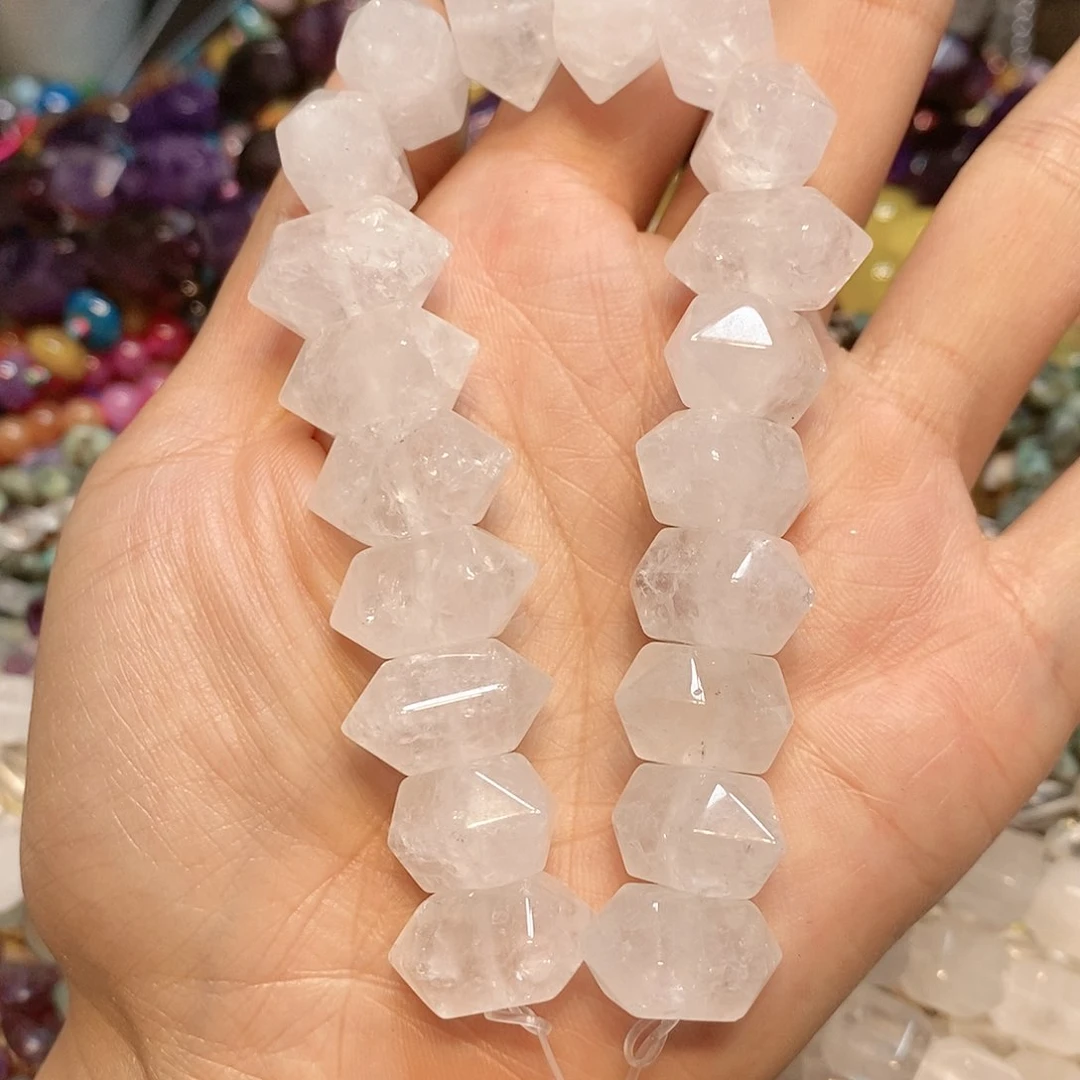 玛瑙/玉髓散珠天然白水水晶双尖