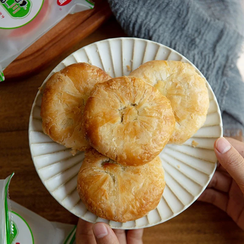湖南传统手工酥皮葱油饼月饼 儿时味道
