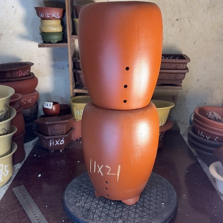 紫砂花盆，手工制作