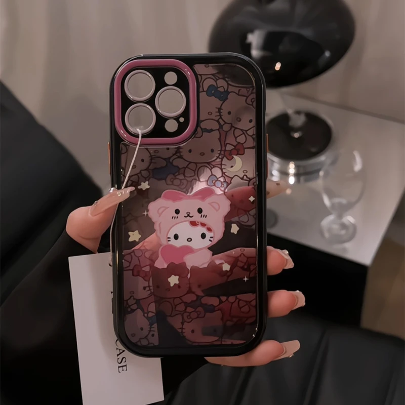 适用苹果16pro手机壳iPhone15奶油壳粉色满屏kitty华为mate70小众