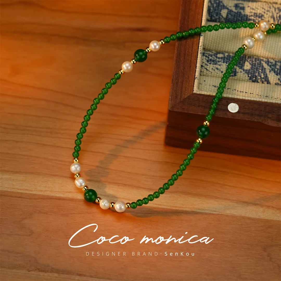 【小霞珠宝】天然珍珠长款玉髓气质轻奢时尚百搭复古小众编织WE140