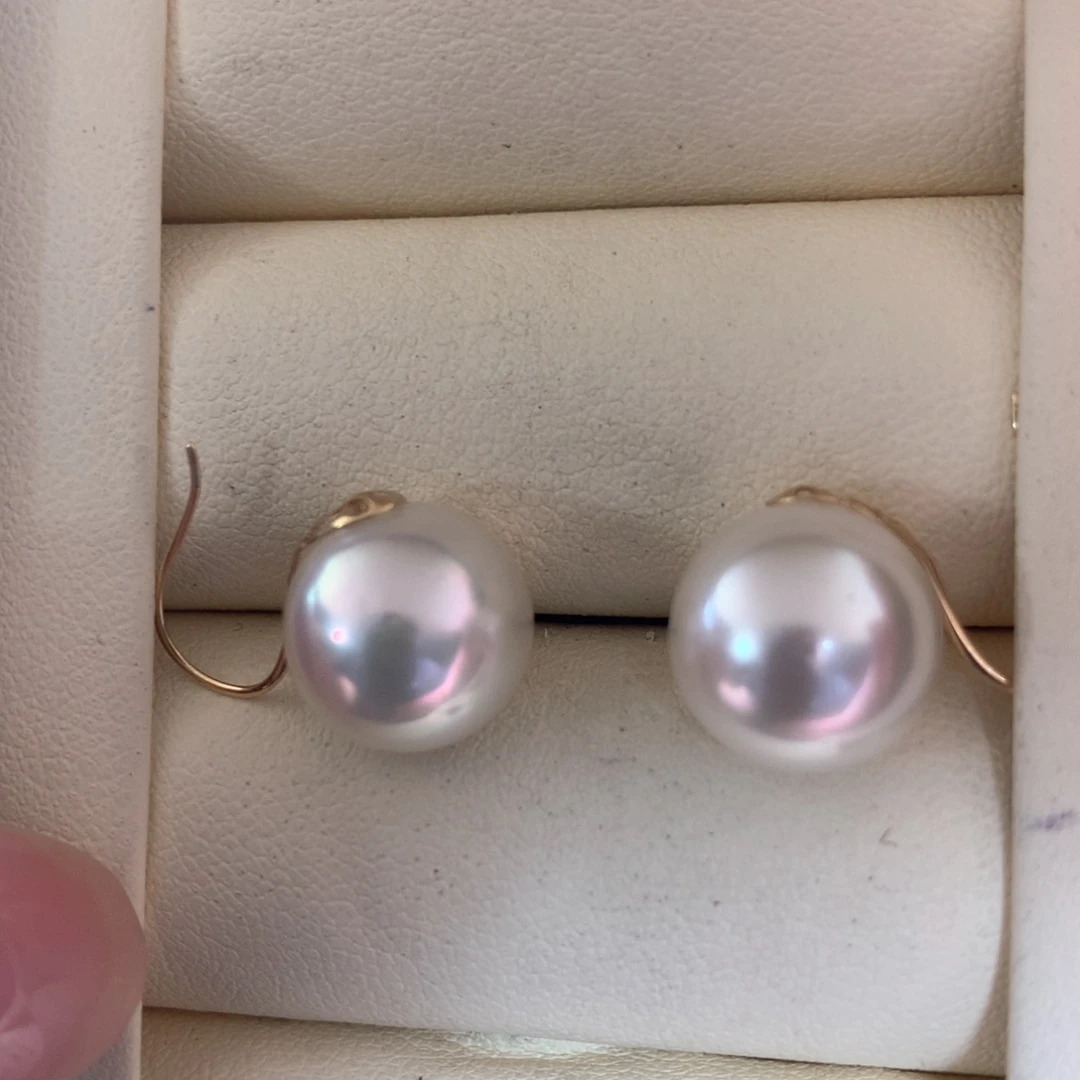 18K金镶嵌耳饰海水珍珠