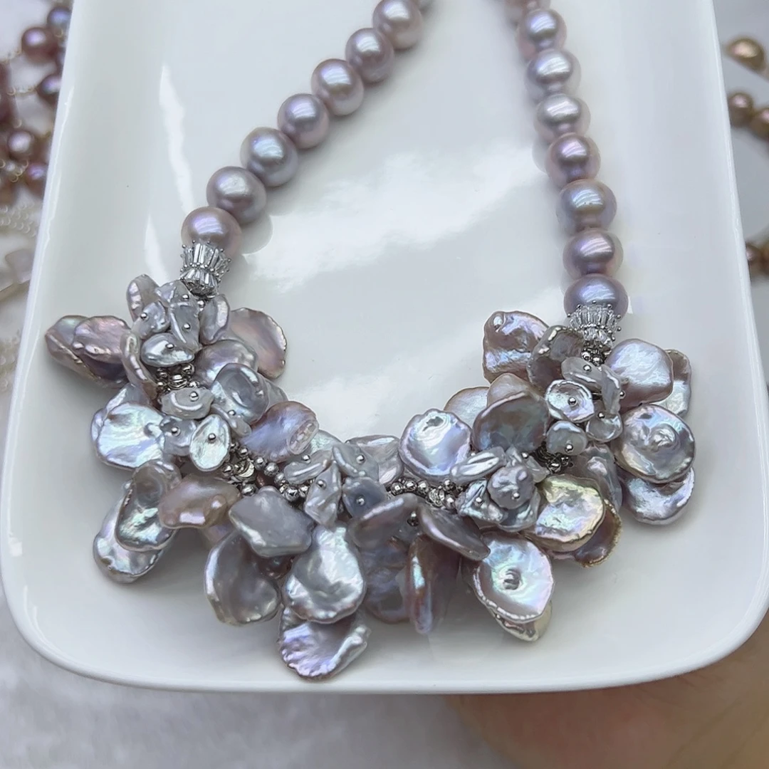 淡水珍珠银S925镶嵌耳饰