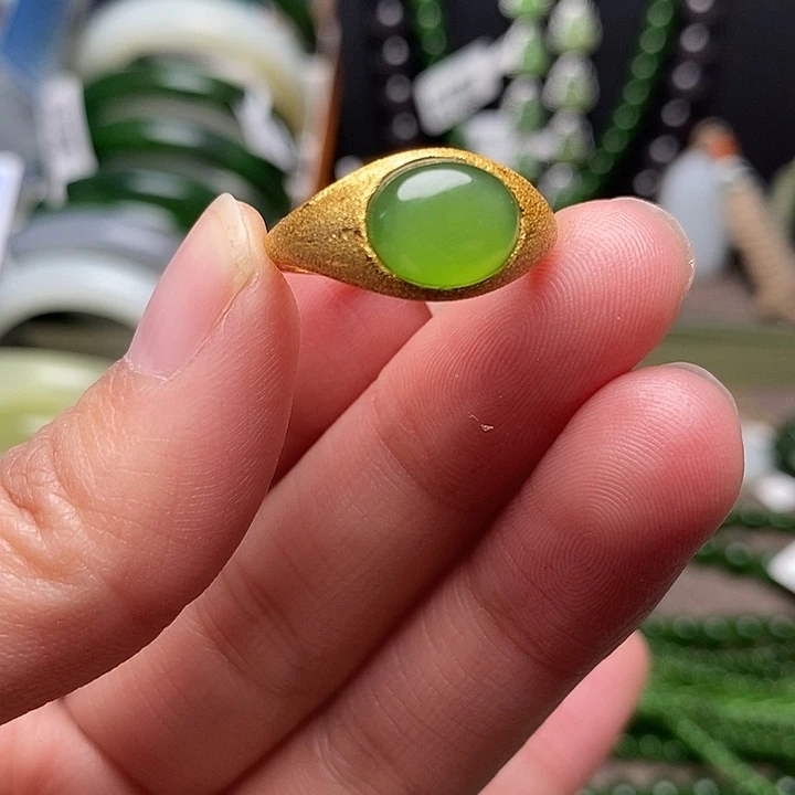 和田玉银S925镶嵌戒指