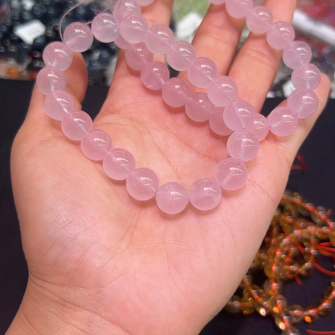 水晶手链未镶嵌果冻粉10mm发一件