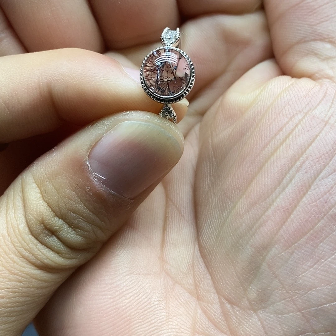 花***鼠戒指银S925镶嵌水晶活口