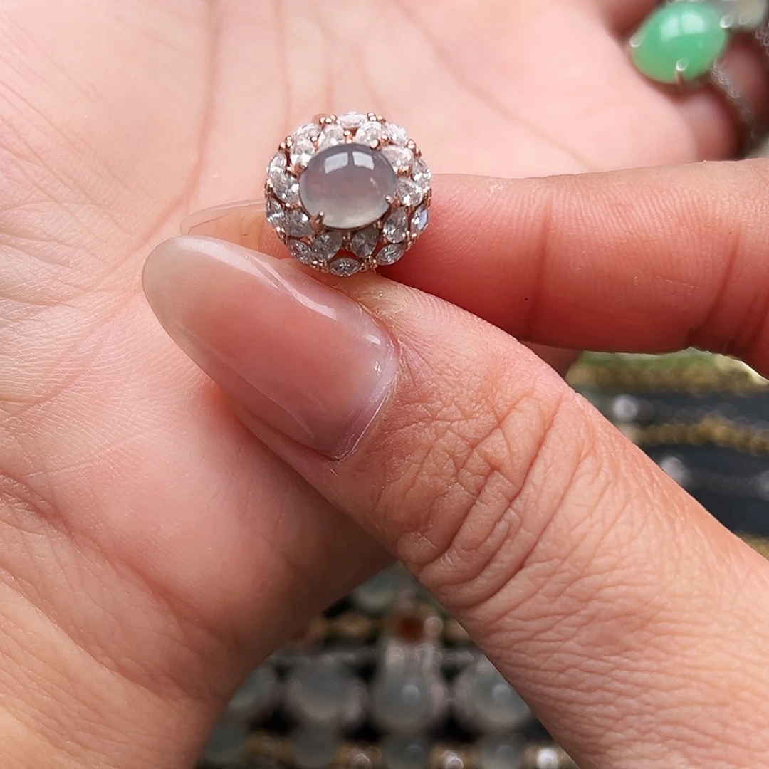 翡翠银S925镶嵌戒指缅甸天然A货翡翠戒指