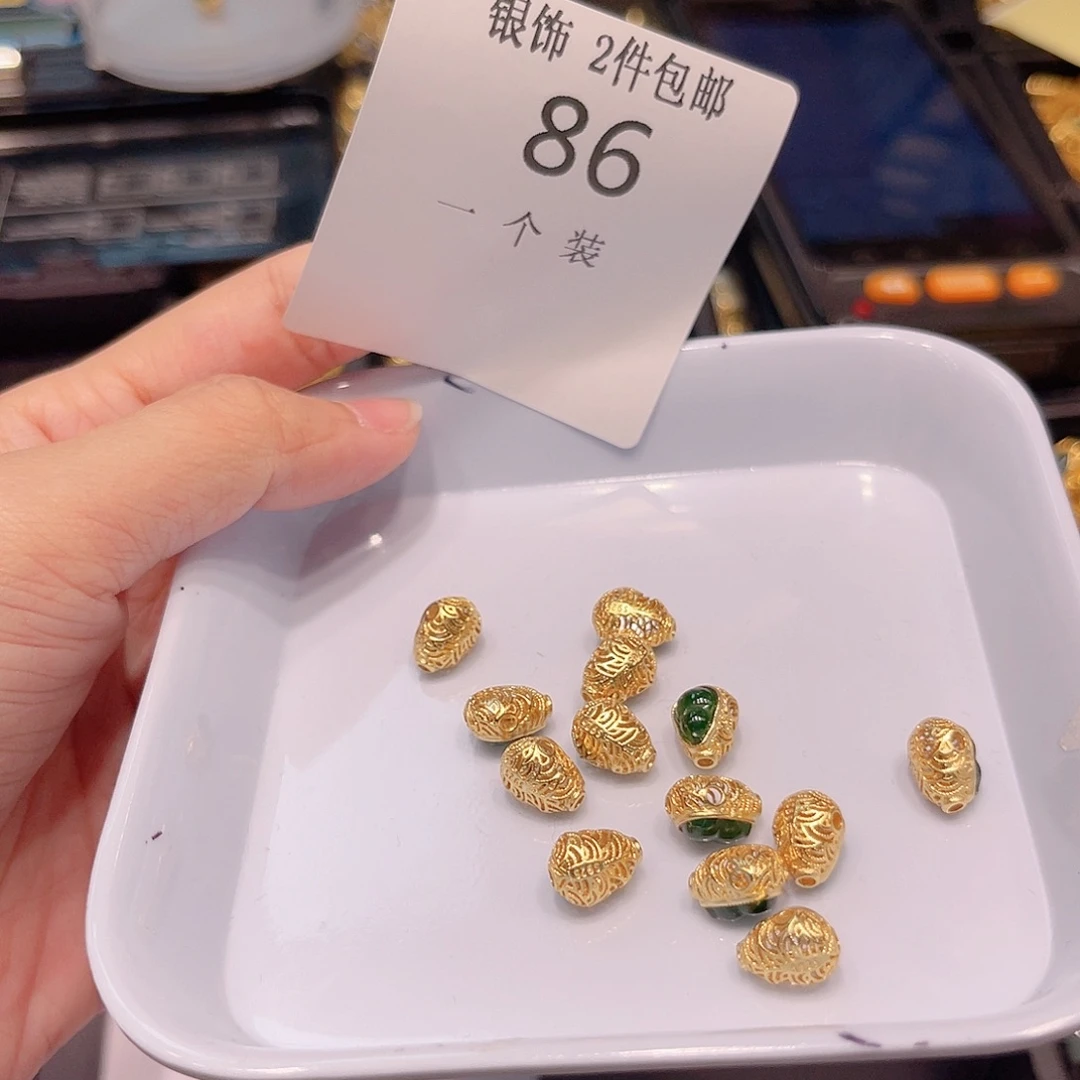 珠宝半成品水晶银S925镀金镶嵌86 。