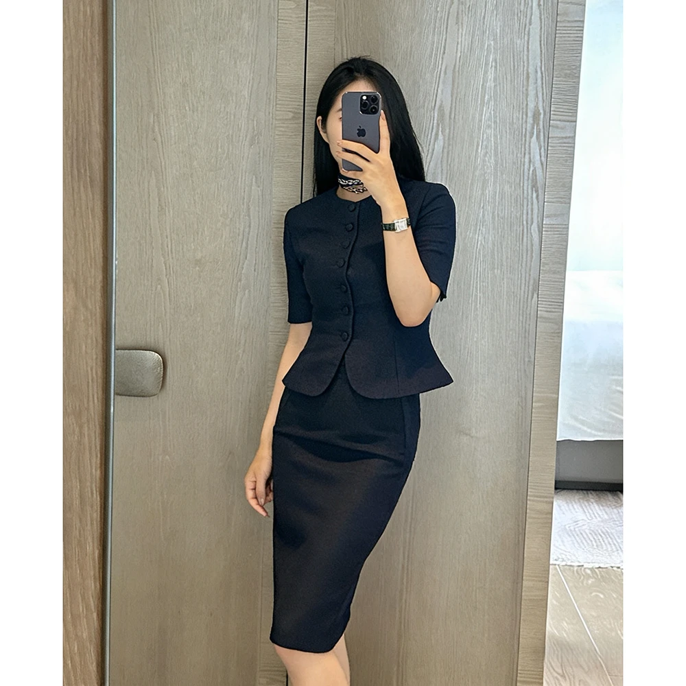 高级感夏季气质网红时尚简约通勤显瘦短袖西装套装女半身裙两件套