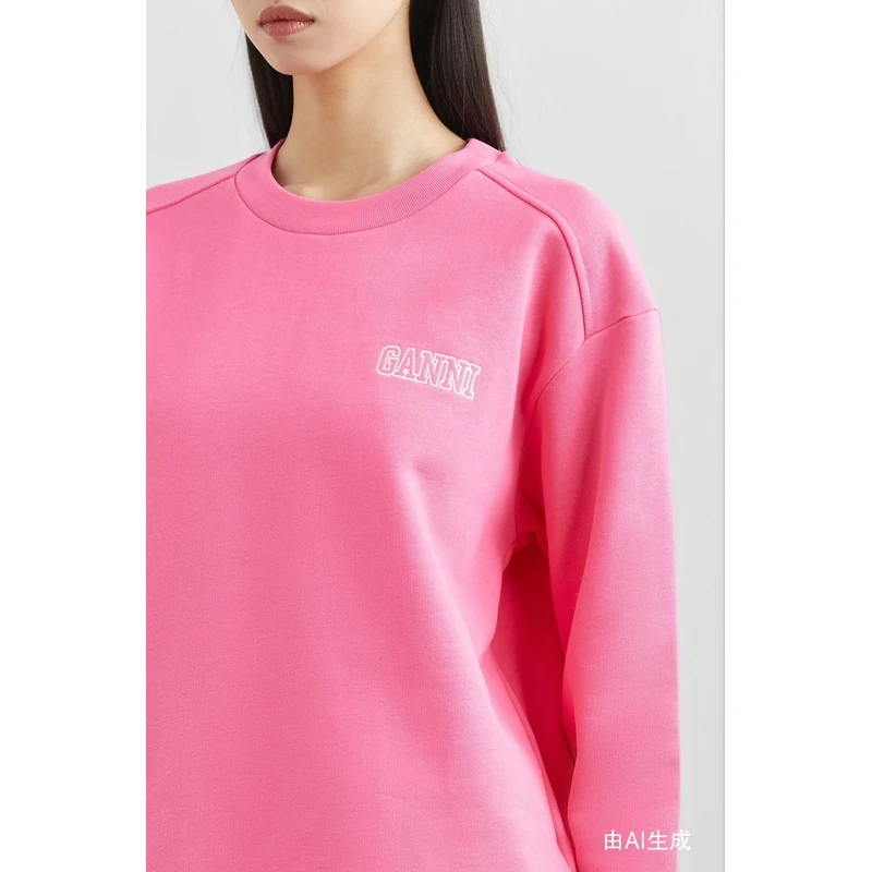 GANNI春女品牌标志棉质混纺卫衣