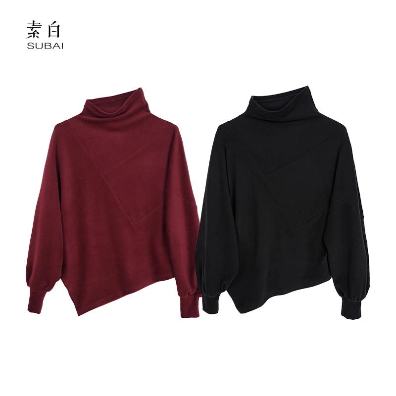 素白新品上新【软乎乎】T02046不规则随性堆堆领加厚德绒针织打底衫