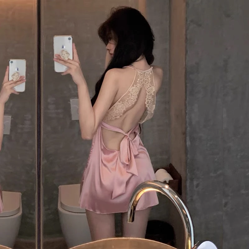 情人节冰丝性感吊带睡衣轻奢高档显瘦露背性感睡衣