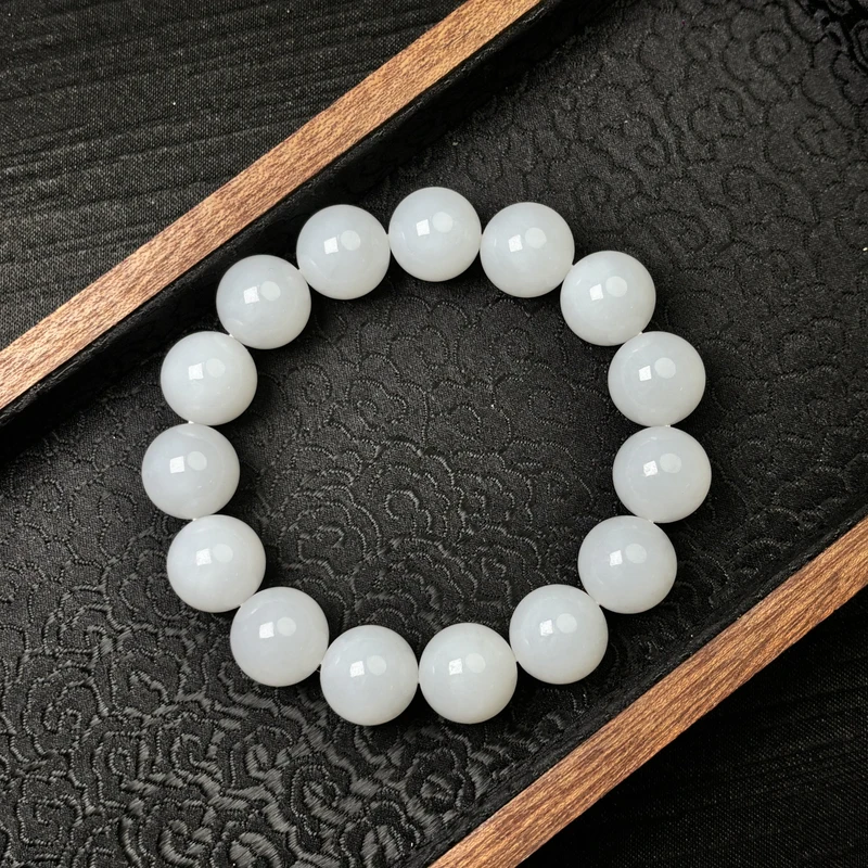 【非遗珍宝】和田玉白玉手串约14mm（多样性发其一）