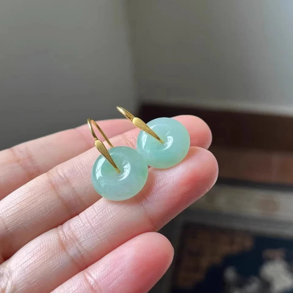 镀18k白金色平安扣耳环diy材料配件手工空托可穿甜甜圈耳饰配饰