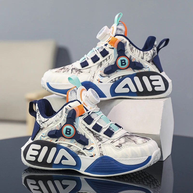 ABC男童鞋防滑2025春秋新款儿童跑步鞋皮面防水中大童运动篮球鞋