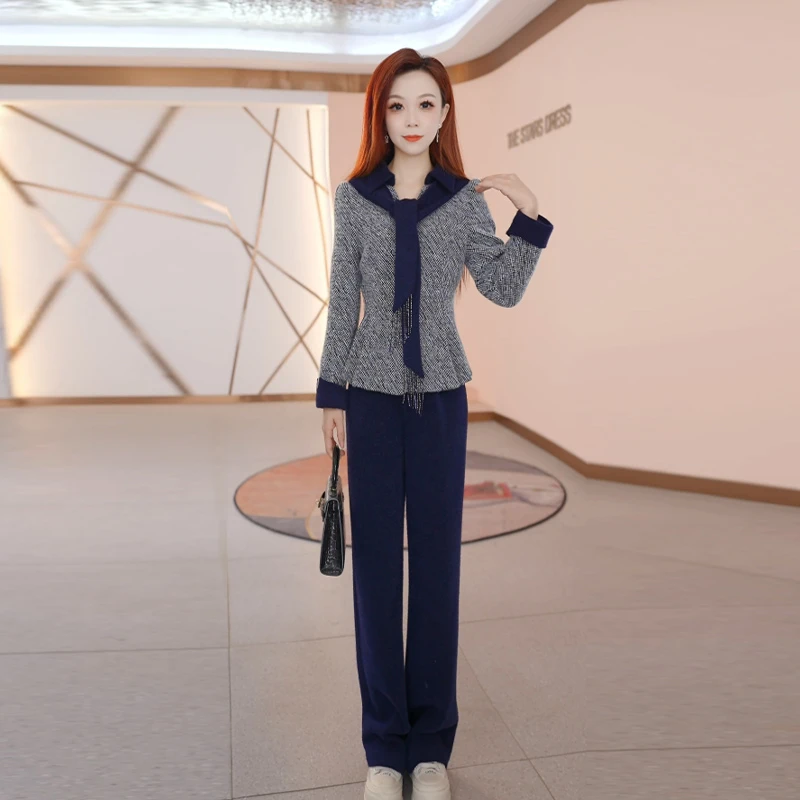 【两件套】秋季新款时尚洋气减龄休闲显瘦气质修身百搭女装套裤女