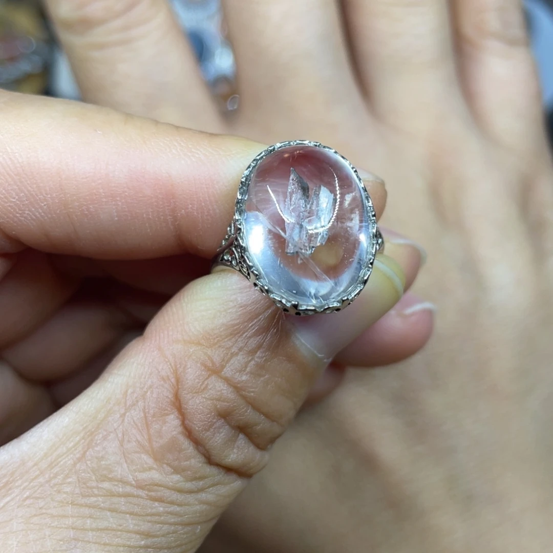 【闪购商品】银S925镶嵌珠宝半成品水晶戒指