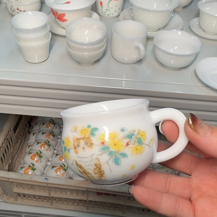 冰种耳朵主人杯80猫咪