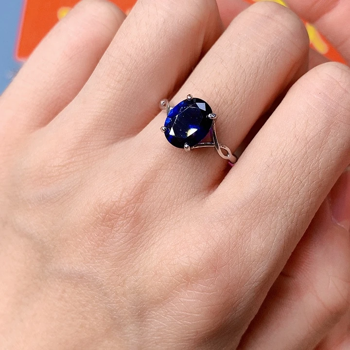蓝宝石戒指银S925镶嵌