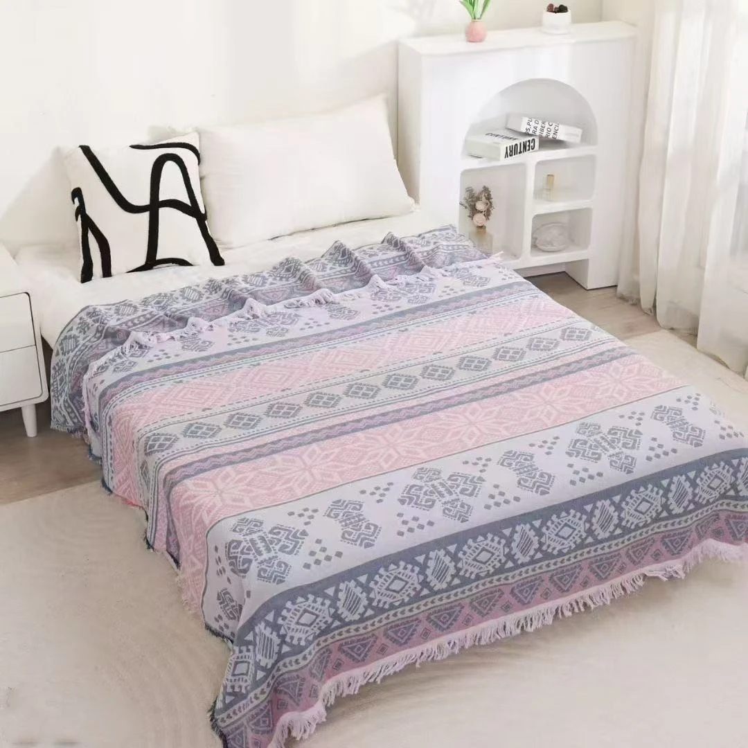 尾单高品质全棉流苏睡毯休闲毯（150*200cm）