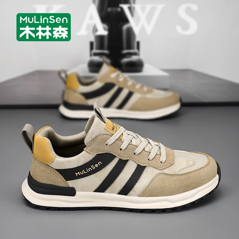 木林森阿甘软底春秋季2025新款休闲运动鞋网面青少年百搭老爹潮鞋