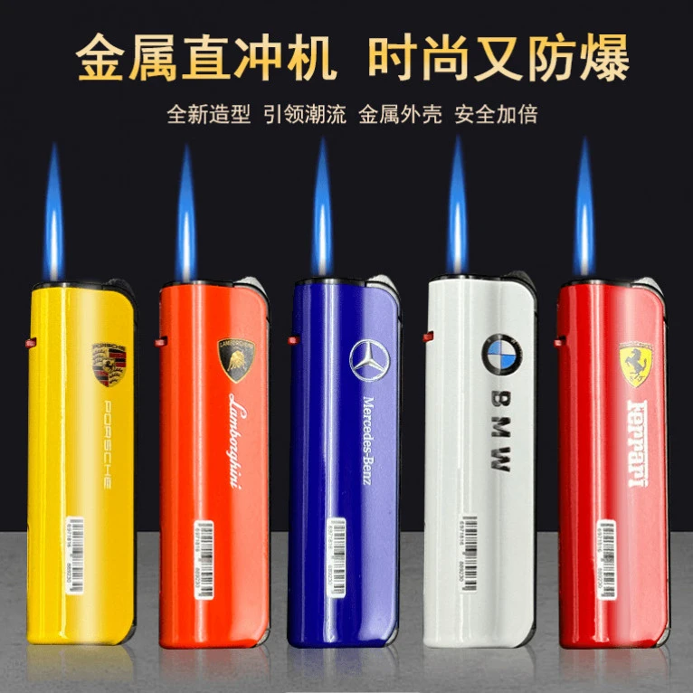 网红创意金属优质防爆直冲礼物高档防风充砂轮防风直冲充气打火机
