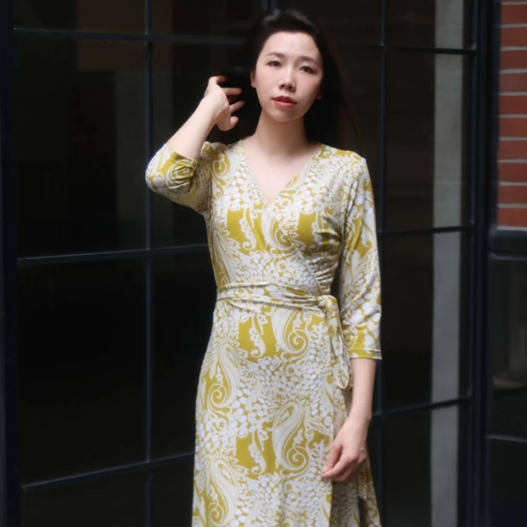 修身碎花显瘦气质时尚夏季印花长裙优雅复古一片试裹身连衣裙长款