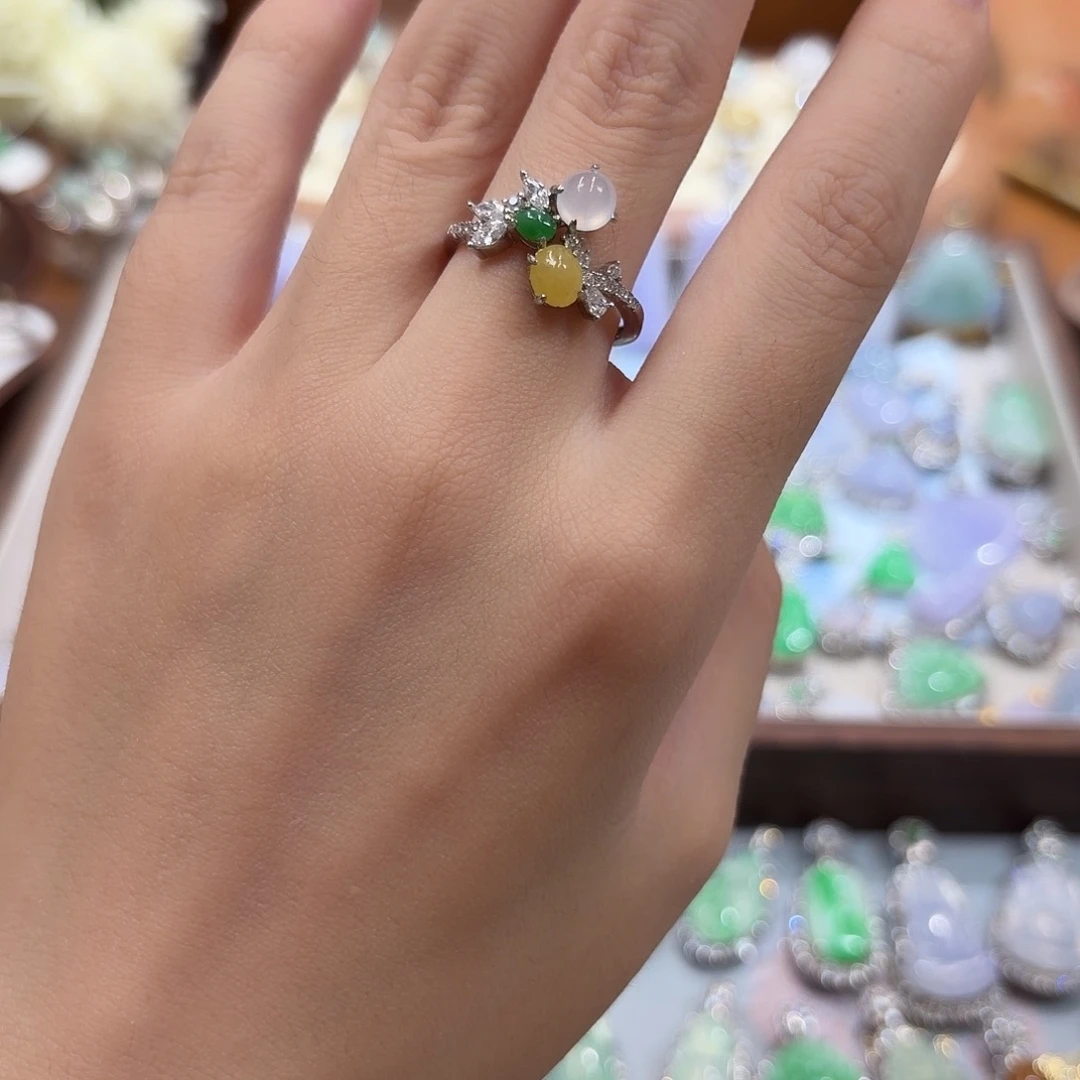 *****翡翠银S925镶嵌戒指