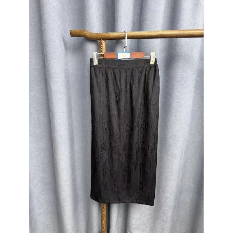 2025秋季新款时尚百搭桑蚕丝冠乐绉裙女R249