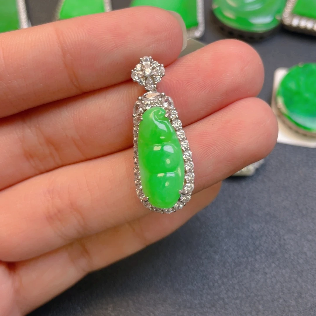 翡翠银S925镶嵌吊坠(不含链)